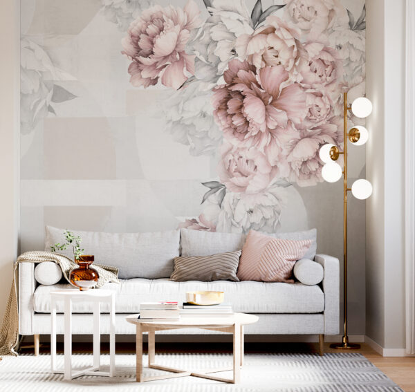 Morbidi fiori che completano forme astratte. Morbidi fiori che completano forme astratte.