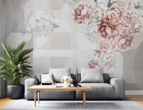 Morbidi fiori che completano forme astratte. Morbidi fiori che completano forme astratte.