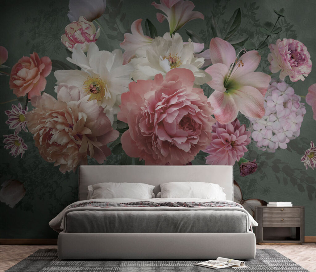Group of flowers with a butterfly