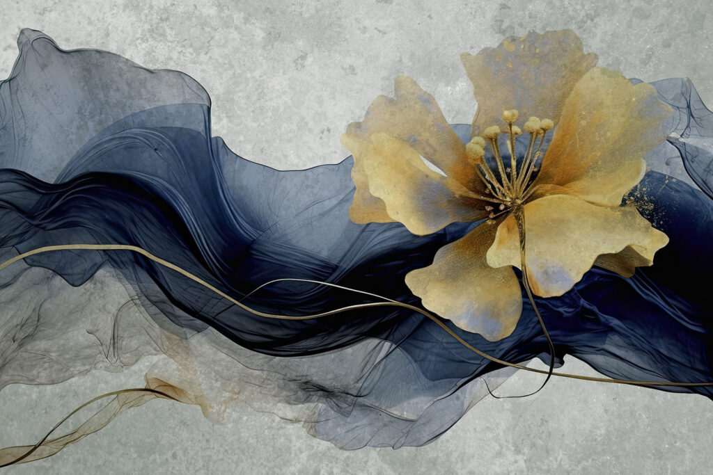 Un fiore elegante in mezzo a una seta fluente Un fiore elegante in mezzo a una seta fluente