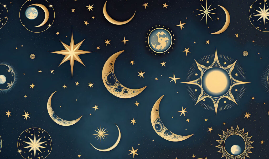 Luna e stelle nel cielo Luna e stelle nel cielo