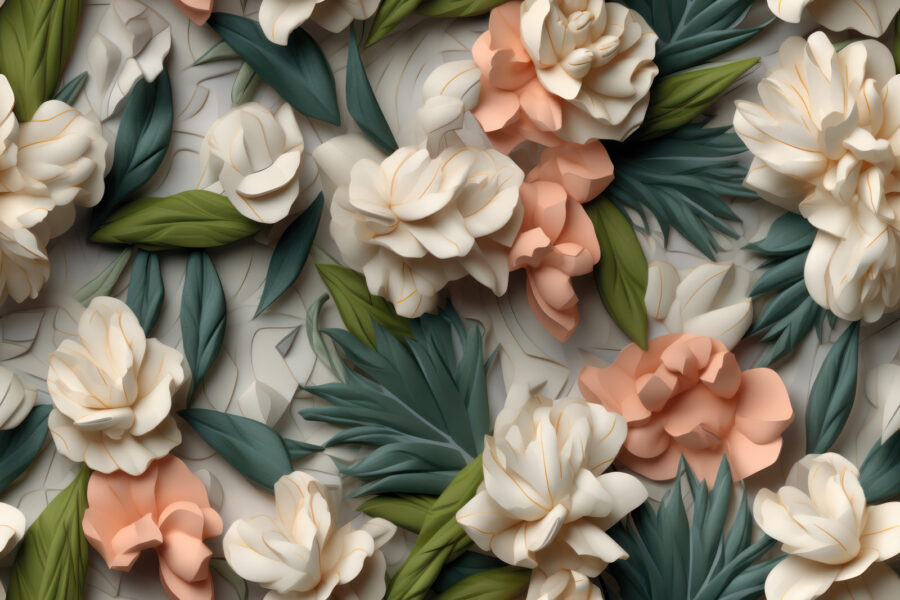Carta da parati Fiori delicati con verde lussureggiante. - immagine 5