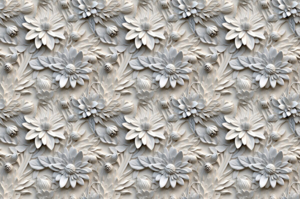 Motivo floreale bianco su una parete Motivo floreale bianco su una parete