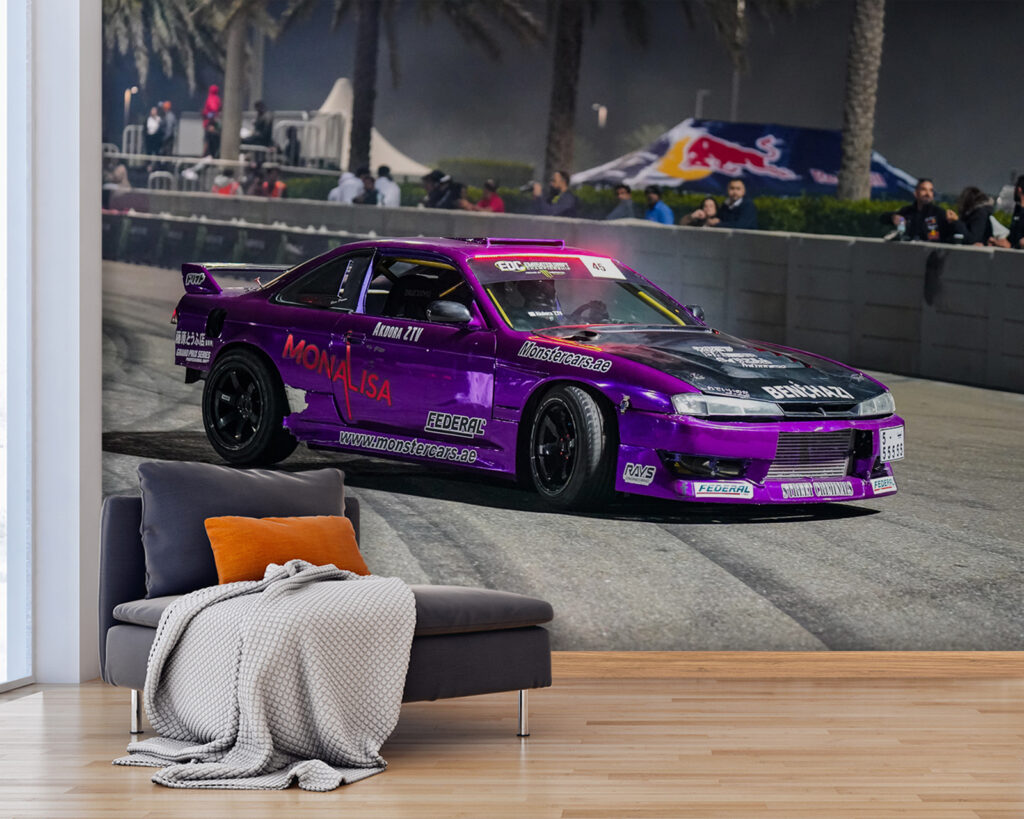 Purple car on a track Purple car on a track