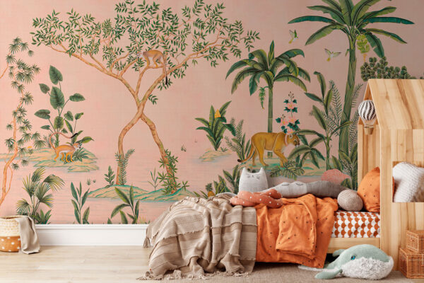 Carta da parati con animali e alberi Carta da parati con animali e alberi