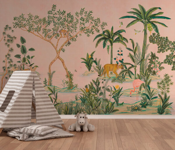 Carta da parati con animali e alberi Carta da parati con animali e alberi