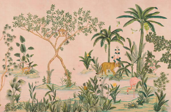 Carta da parati con animali e alberi Carta da parati con animali e alberi