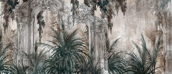 Pittura di un arco in pietra con piante Pittura di un arco in pietra con piante