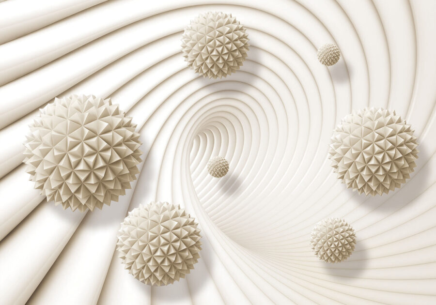Motivo vorticoso bianco con palline bianche