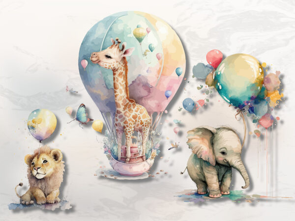 Gruppo di animali con palloncini Gruppo di animali con palloncini