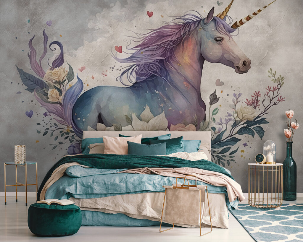 A unicorn with flowers and leaves A unicorn with flowers and leaves