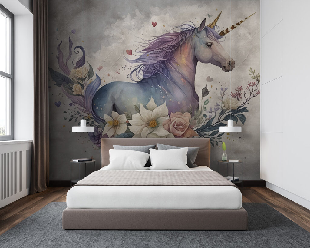 A unicorn with flowers and leaves A unicorn with flowers and leaves