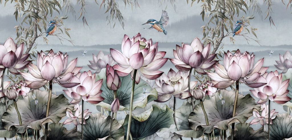 Pittura di fiori e di un uccello Pittura di fiori e di un uccello