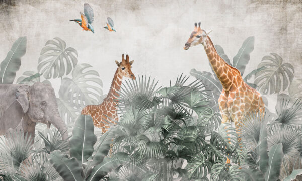 Gruppo di giraffe in una foresta Gruppo di giraffe in una foresta