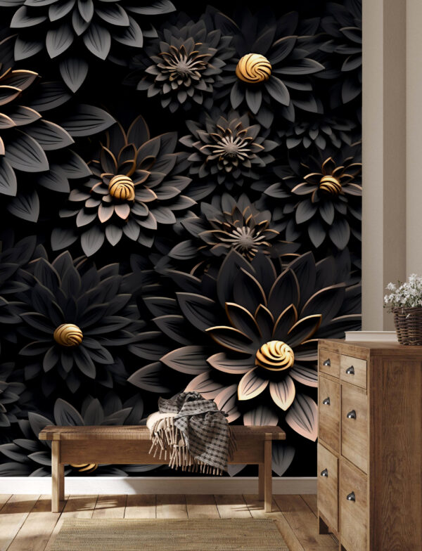 Eleganti fiori monocromatici con centri metallici Eleganti fiori monocromatici con centri metallici