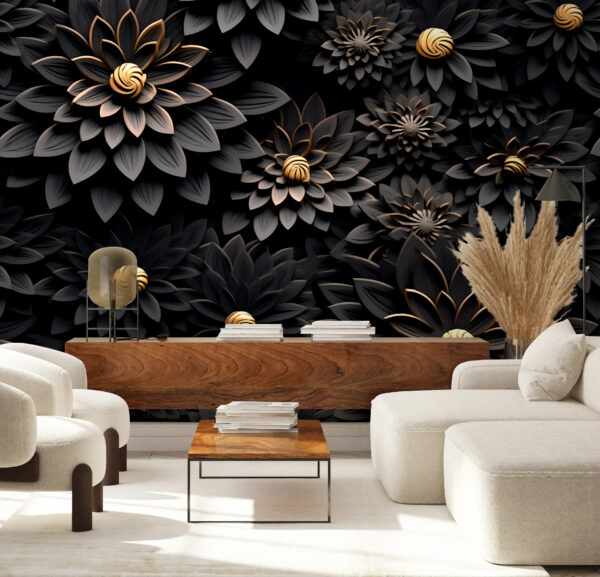 Eleganti fiori monocromatici con centri metallici Eleganti fiori monocromatici con centri metallici