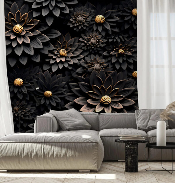 Eleganti fiori monocromatici con centri metallici Eleganti fiori monocromatici con centri metallici