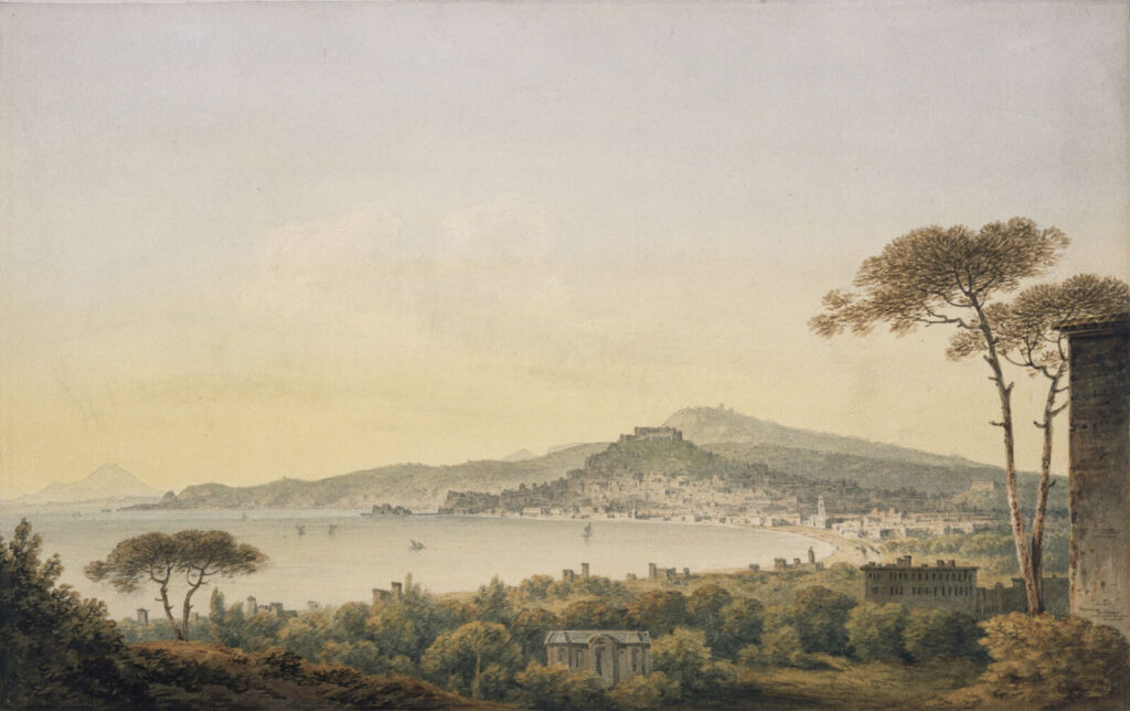 Un paesaggio con una città e uno specchio d'acqua Un paesaggio con una città e uno specchio d'acqua
