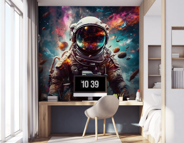 Un astronauta nello spazio con un grande casco Un astronauta nello spazio con un grande casco