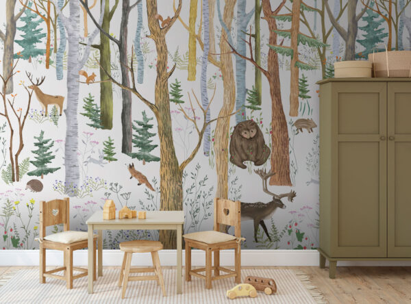 Foresta con alberi e animali Foresta con alberi e animali