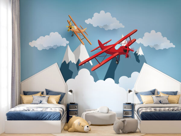 Two planes flying in the air