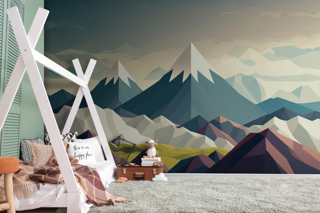 Mountain range with snow capped peaks