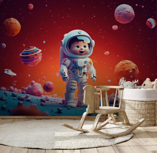 Cartone animato di un astronauta giocattolo nello spazio Cartone animato di un astronauta giocattolo nello spazio
