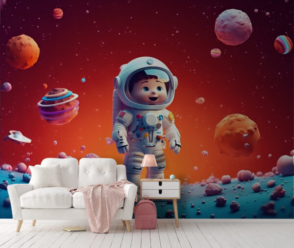 Cartone animato di un astronauta giocattolo nello spazio Cartone animato di un astronauta giocattolo nello spazio