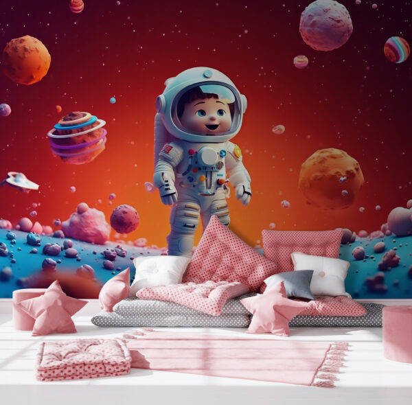 Cartone animato di un astronauta giocattolo nello spazio Cartone animato di un astronauta giocattolo nello spazio