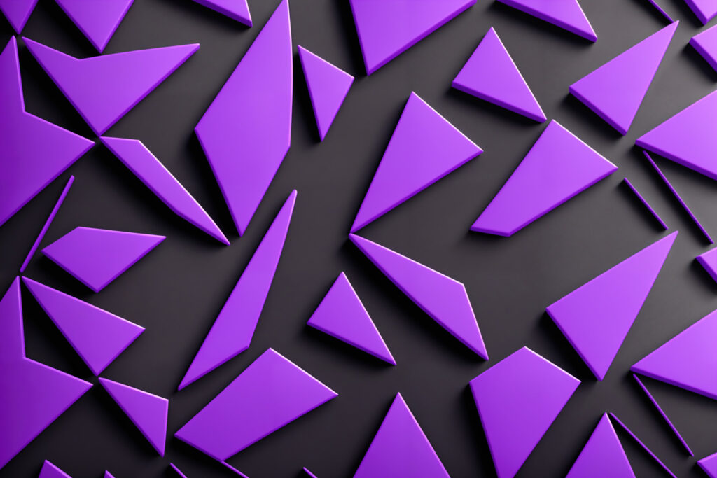Triangoli viola su una superficie nera Triangoli viola su una superficie nera