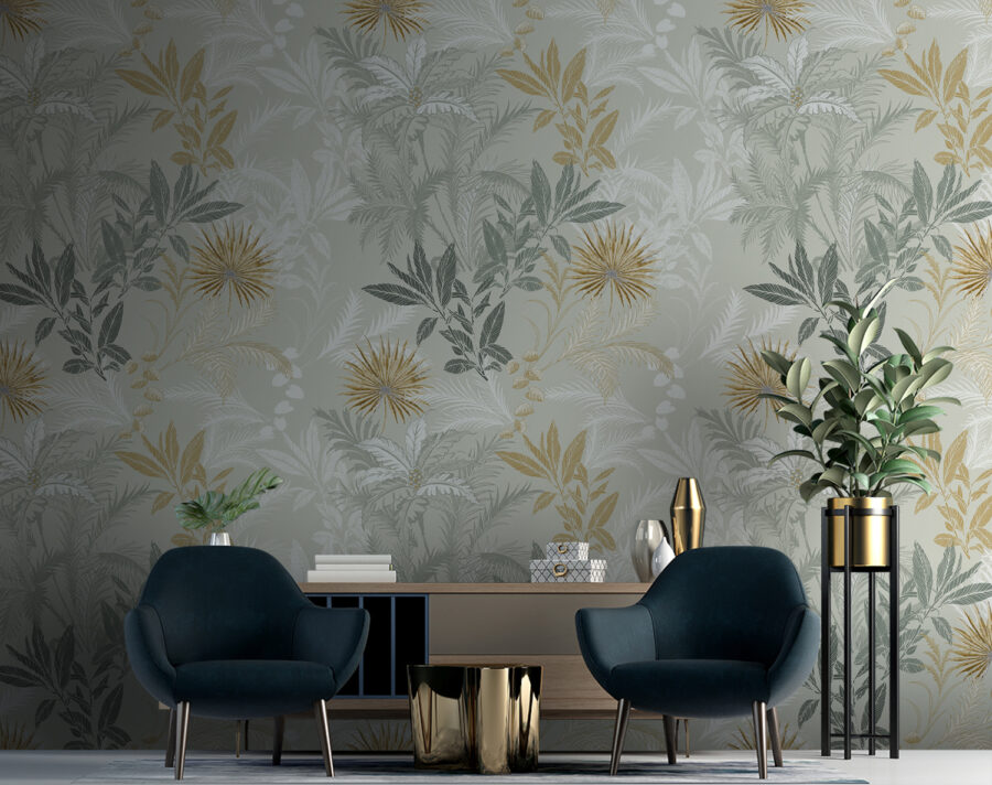Un disegno di foglie e fiori Un disegno di foglie e fiori
