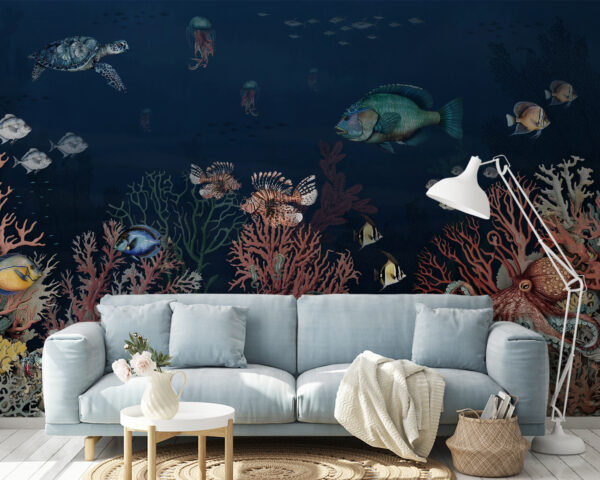 Sea life with fish and coral Sea life with fish and coral