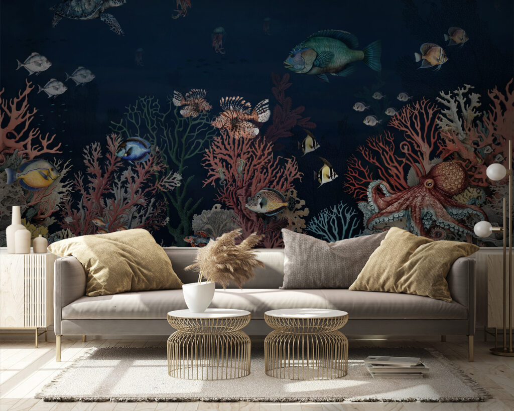 Sea life with fish and coral