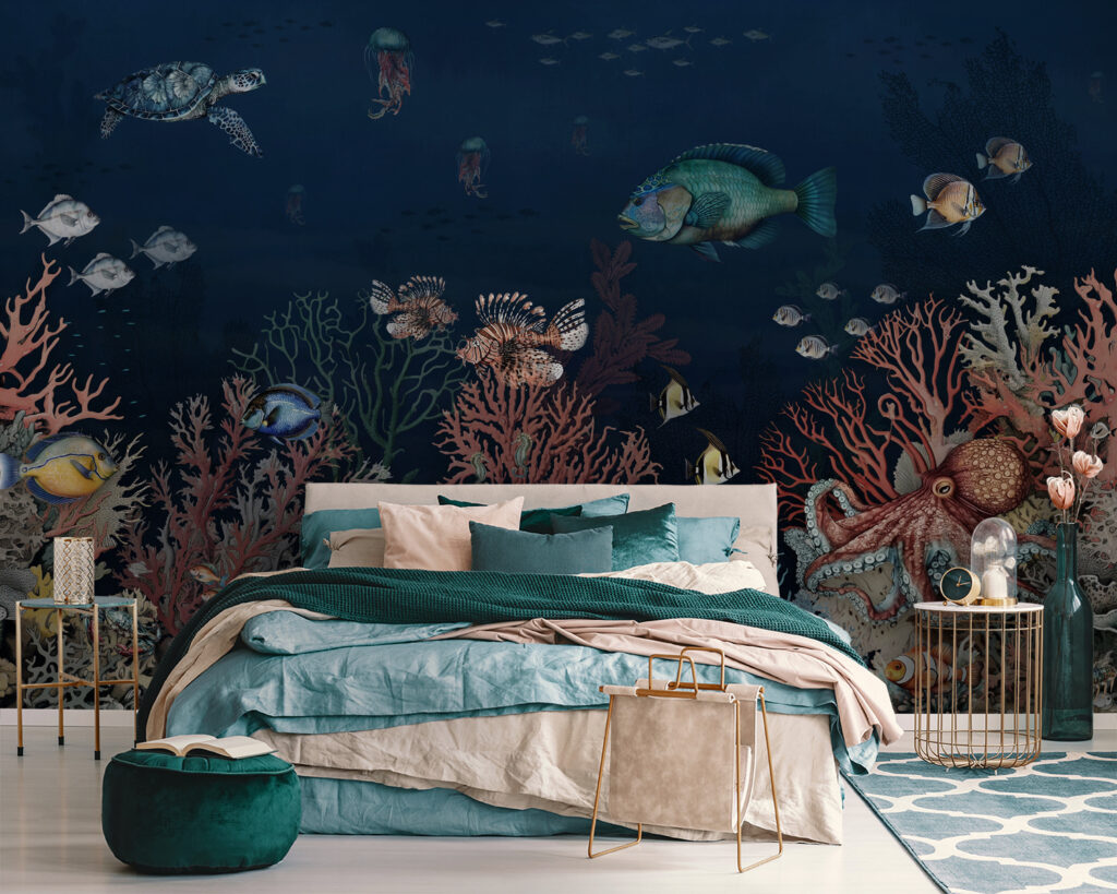 Sea life with fish and coral