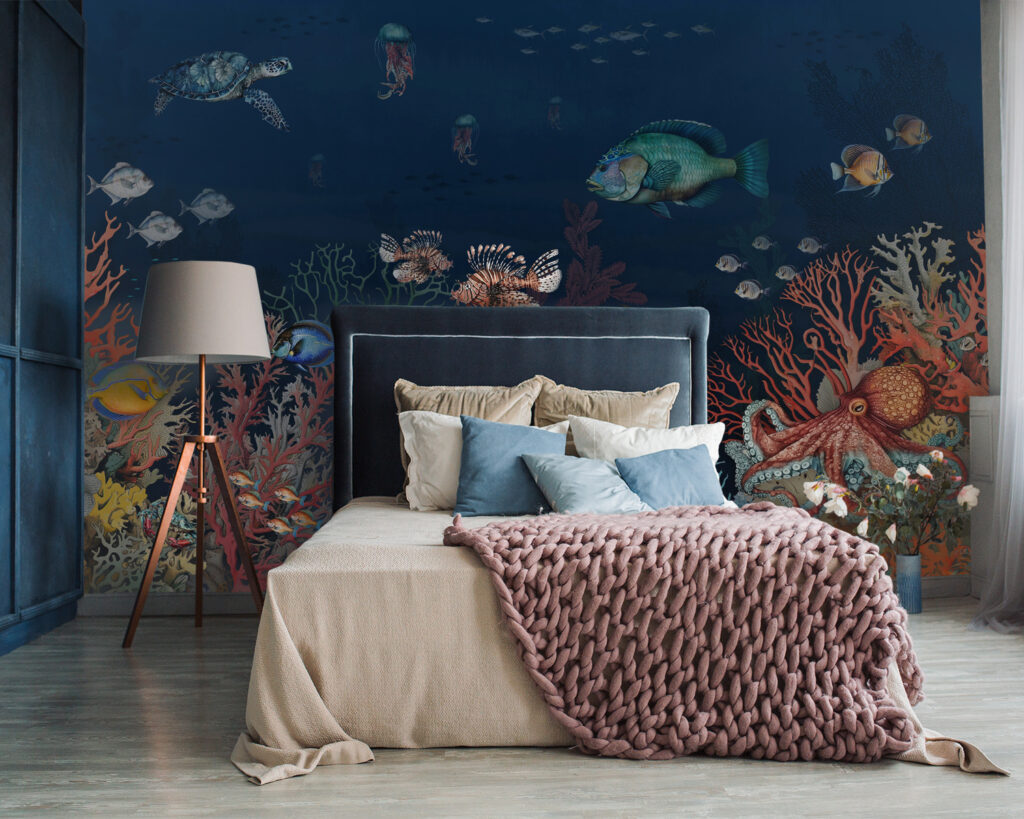 Sea life with fish and coral