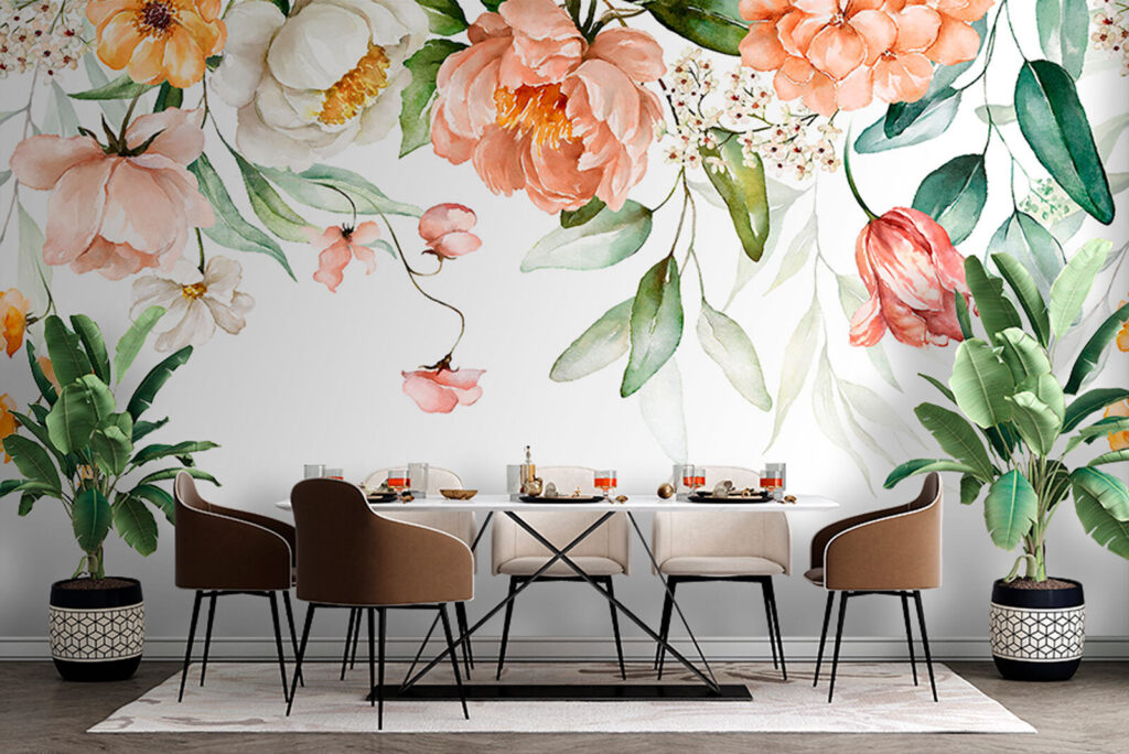 Blooming flowers in soft colors