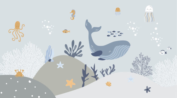 Balena e pesce sott'acqua Balena e pesce sott'acqua