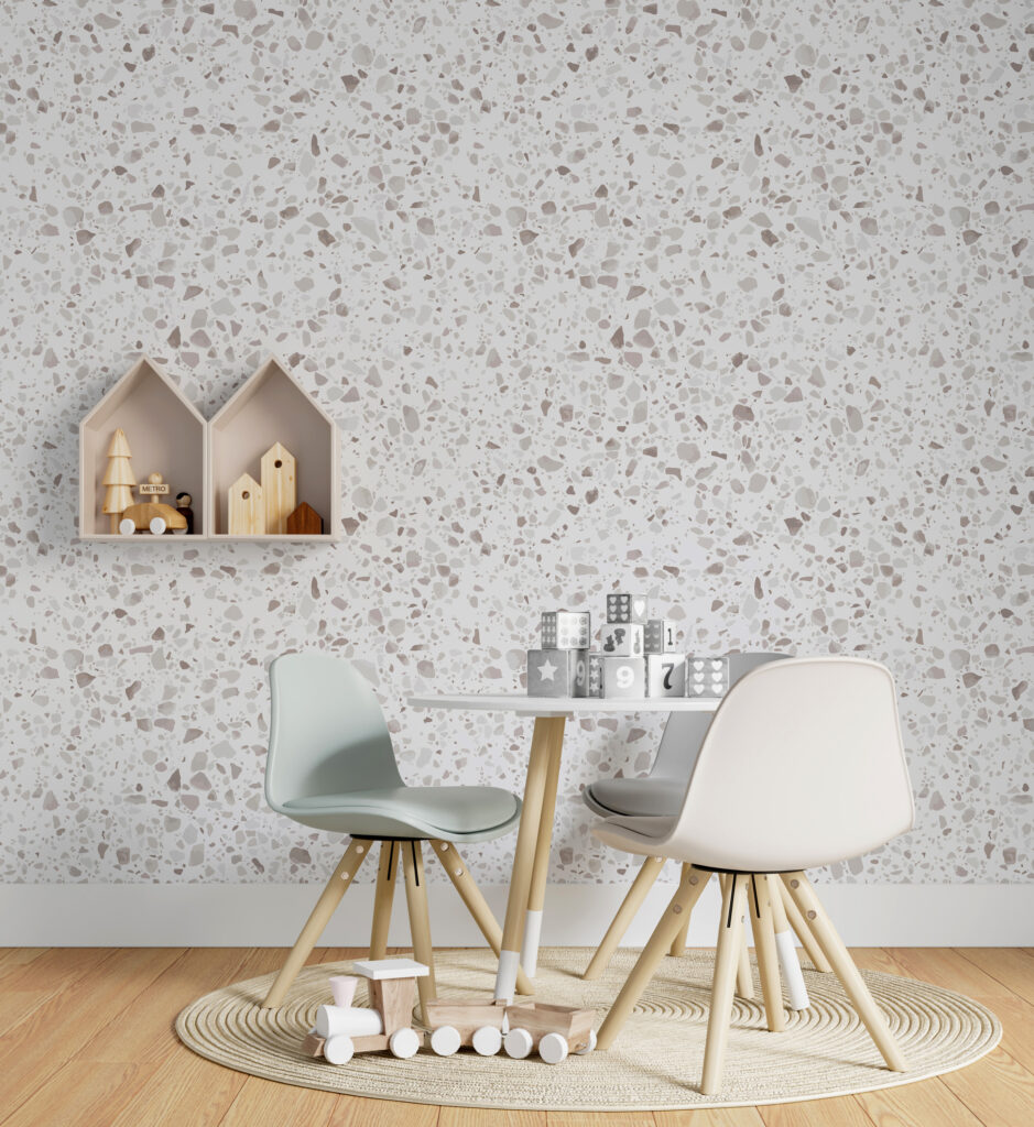 White and gray speckled surface