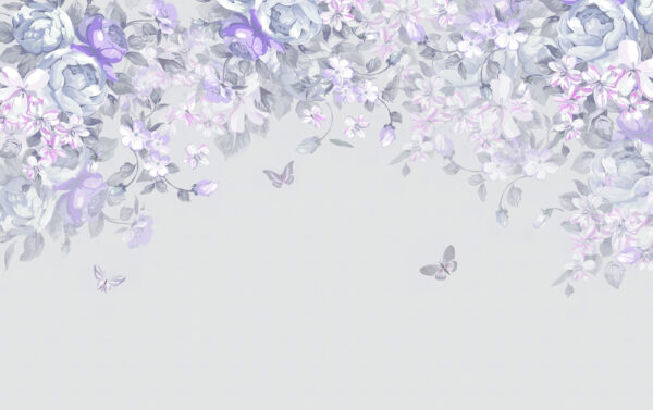 Un disegno floreale con farfalle Un disegno floreale con farfalle