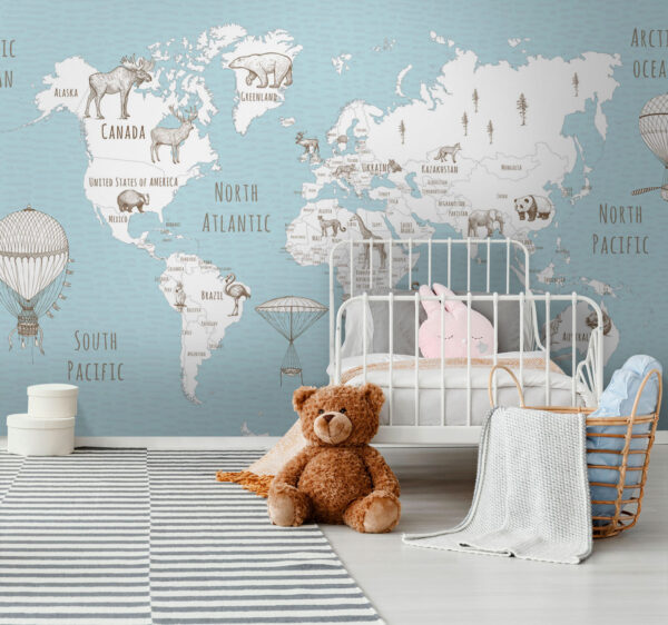 Mappa del mondo con animali Mappa del mondo con animali