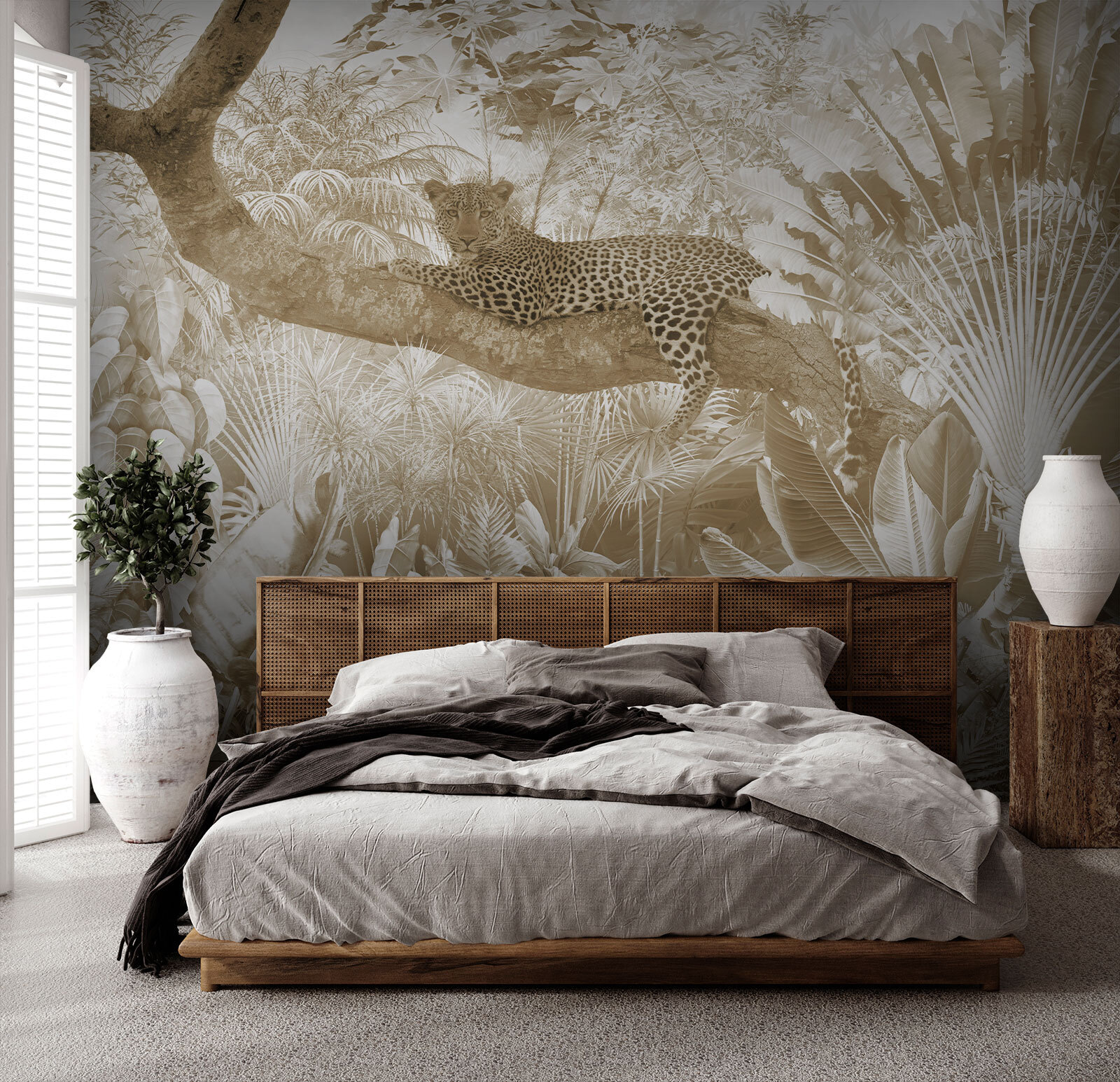 Leopard lying on a tree branch Leopard lying on a tree branch