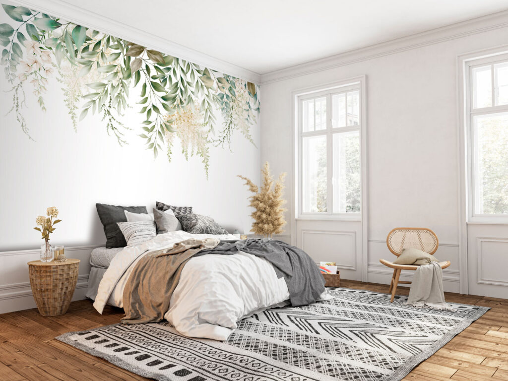 Delicate greenery on a white background