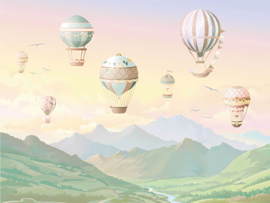 Gruppo di mongolfiere nel cielo