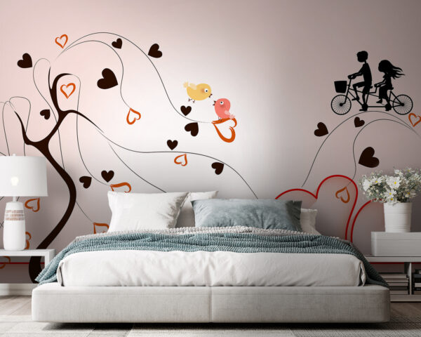 Albero con cuori e uccelli Albero con cuori e uccelli