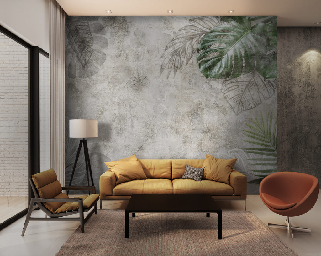 Elegant leaves on textured background