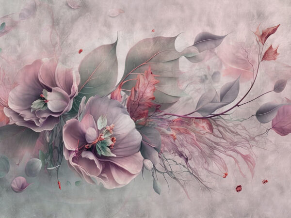 Un dipinto di fiori e foglie Un dipinto di fiori e foglie
