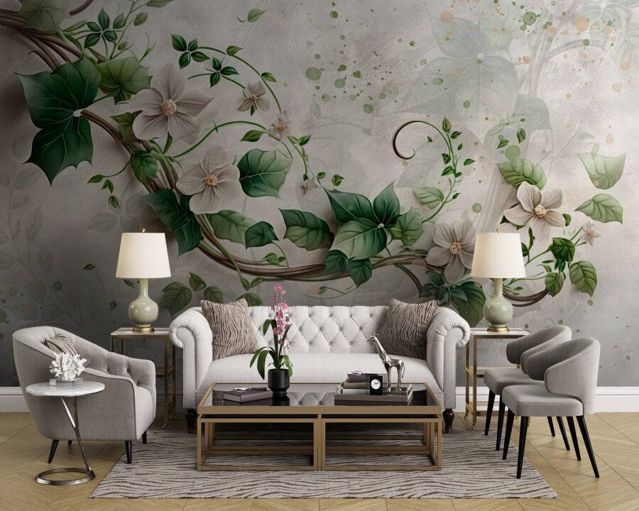 Pittura di fiori e foglie