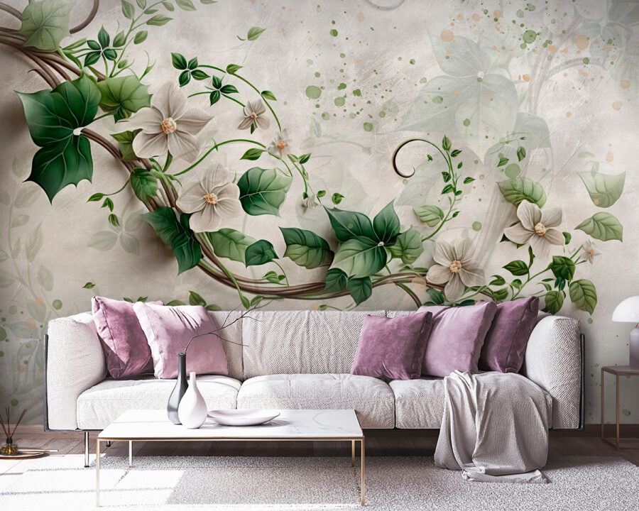 Pittura di fiori e foglie