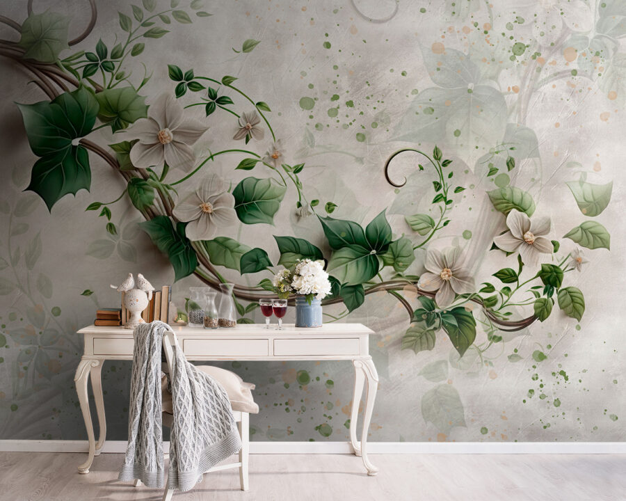 Pittura di fiori e foglie