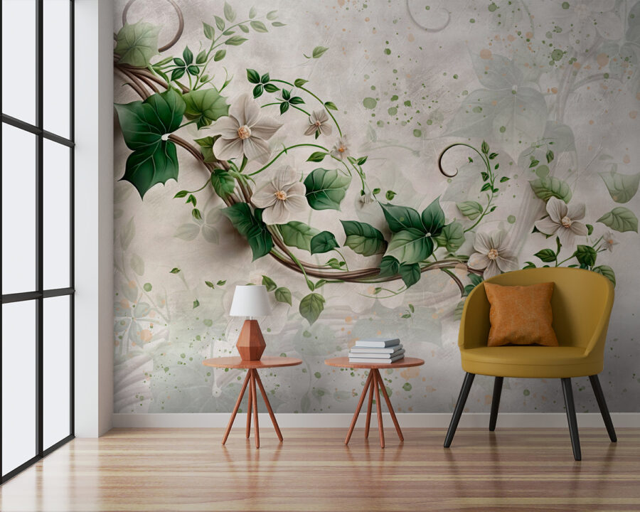 Pittura di fiori e foglie